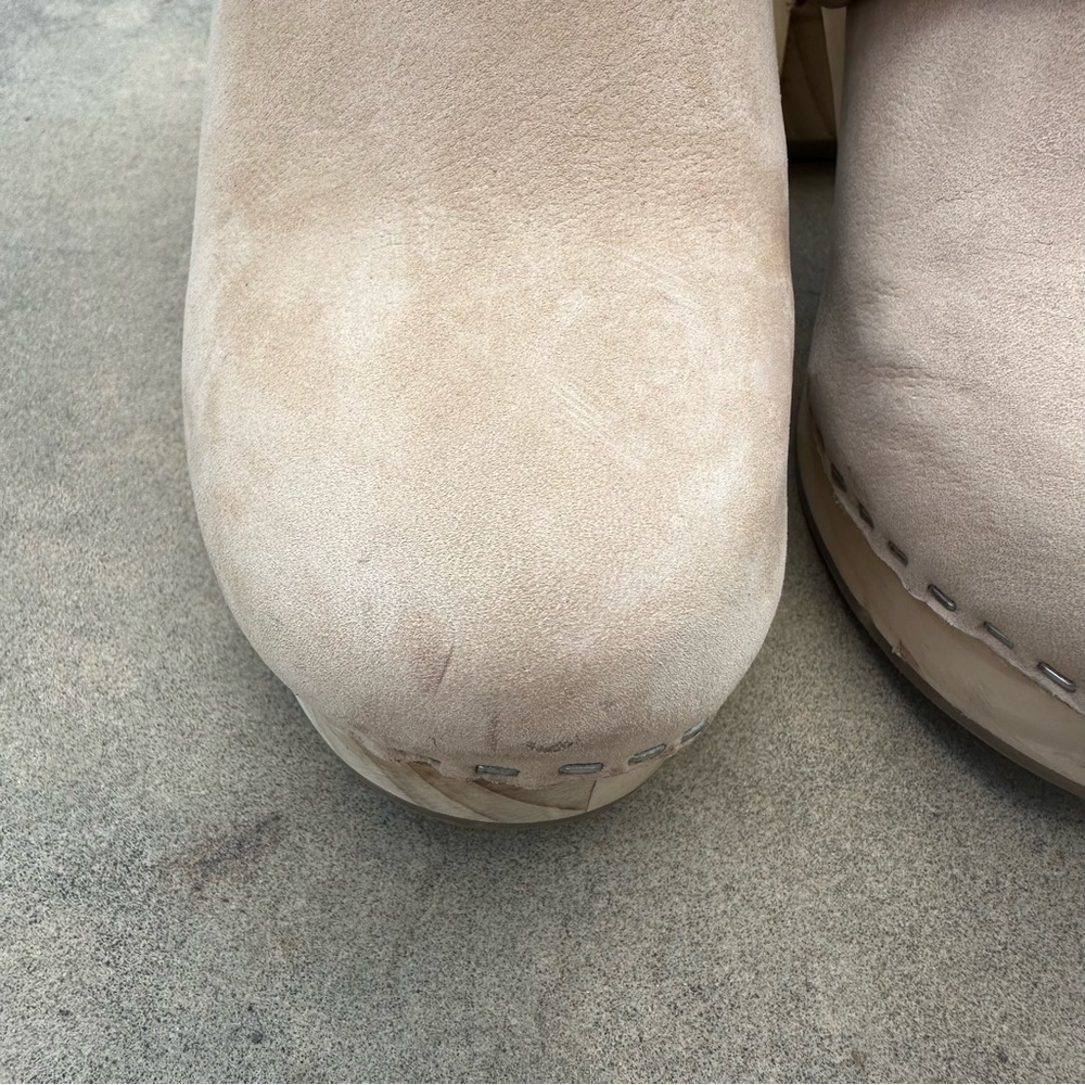 Dolce Vita Hila Braided Clogs Mules Platform Wood Heel Nude Leather Size 6 - Picture 9 of 10